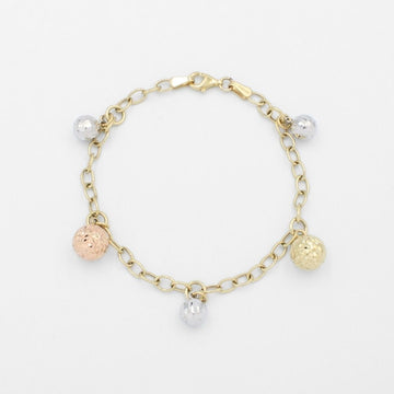 Pulsera de Oro 14k de Tejido Especial con Esferas Diamantadas mod. 9702
