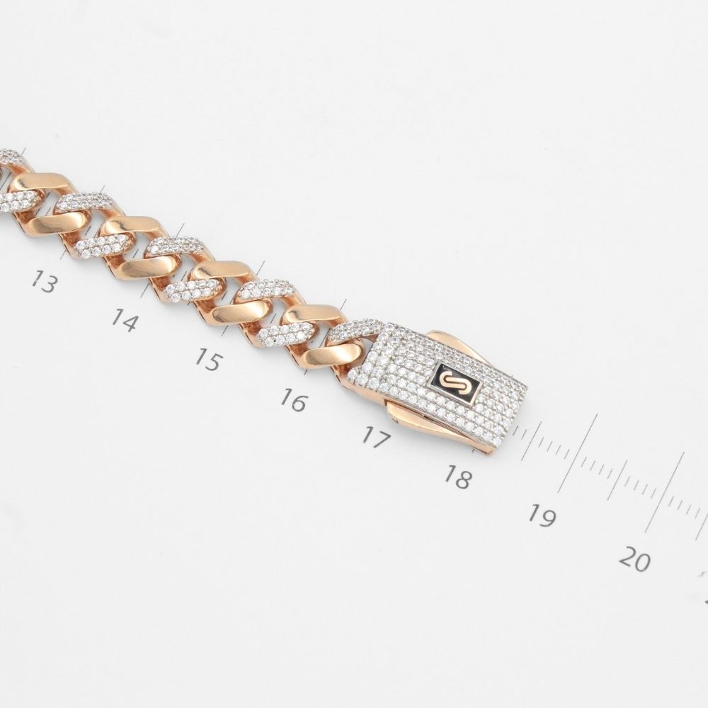 Pulsera Mónaco Chain 14k Modelo Edge de Broche Pavé con Incrustación Alt. de Swarovski mod. 9656