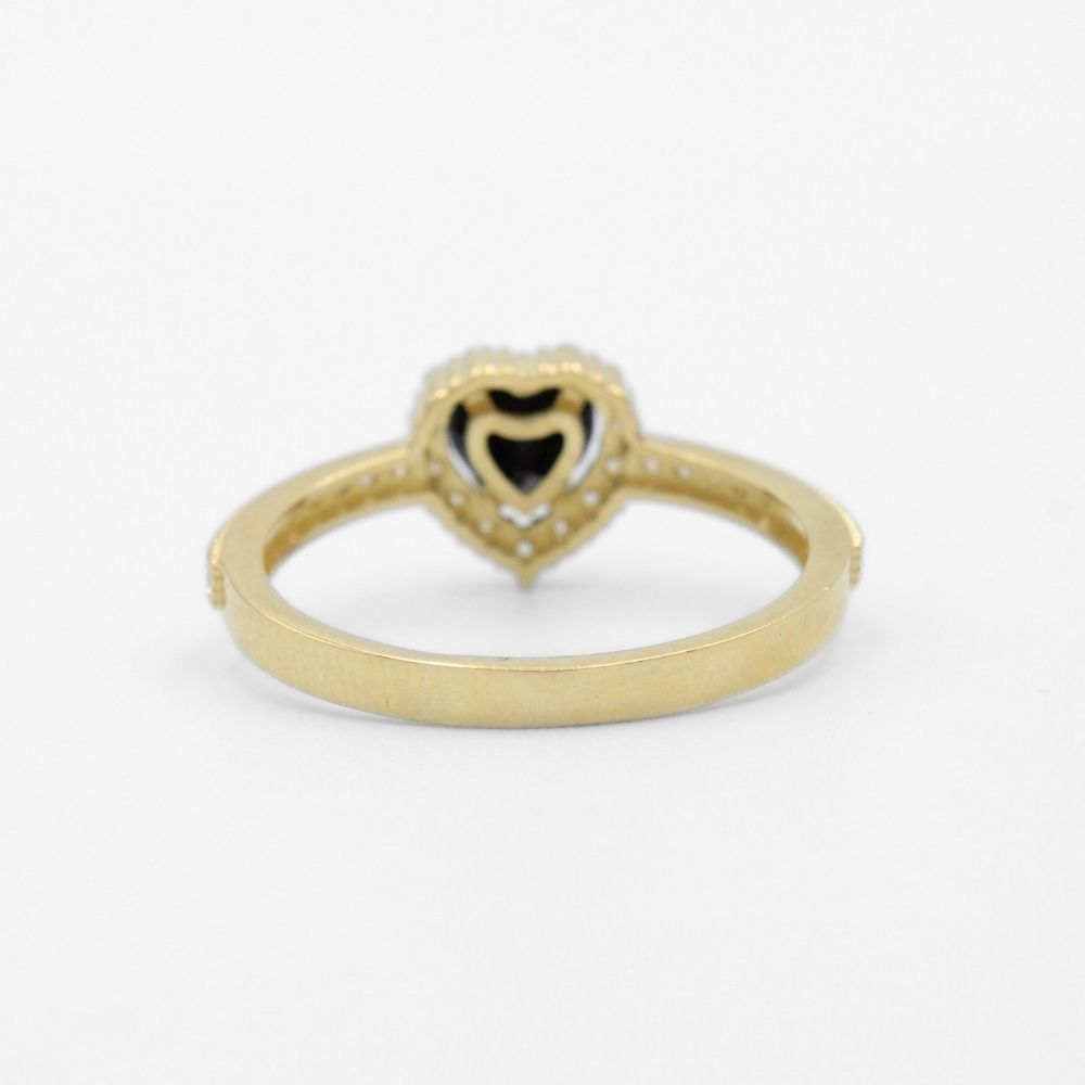 Anillo de Oro 14k Diseño Elegante con Zirconia de Corazón Detallado con Incrustación de Zirconias Brillantes mod. 9737