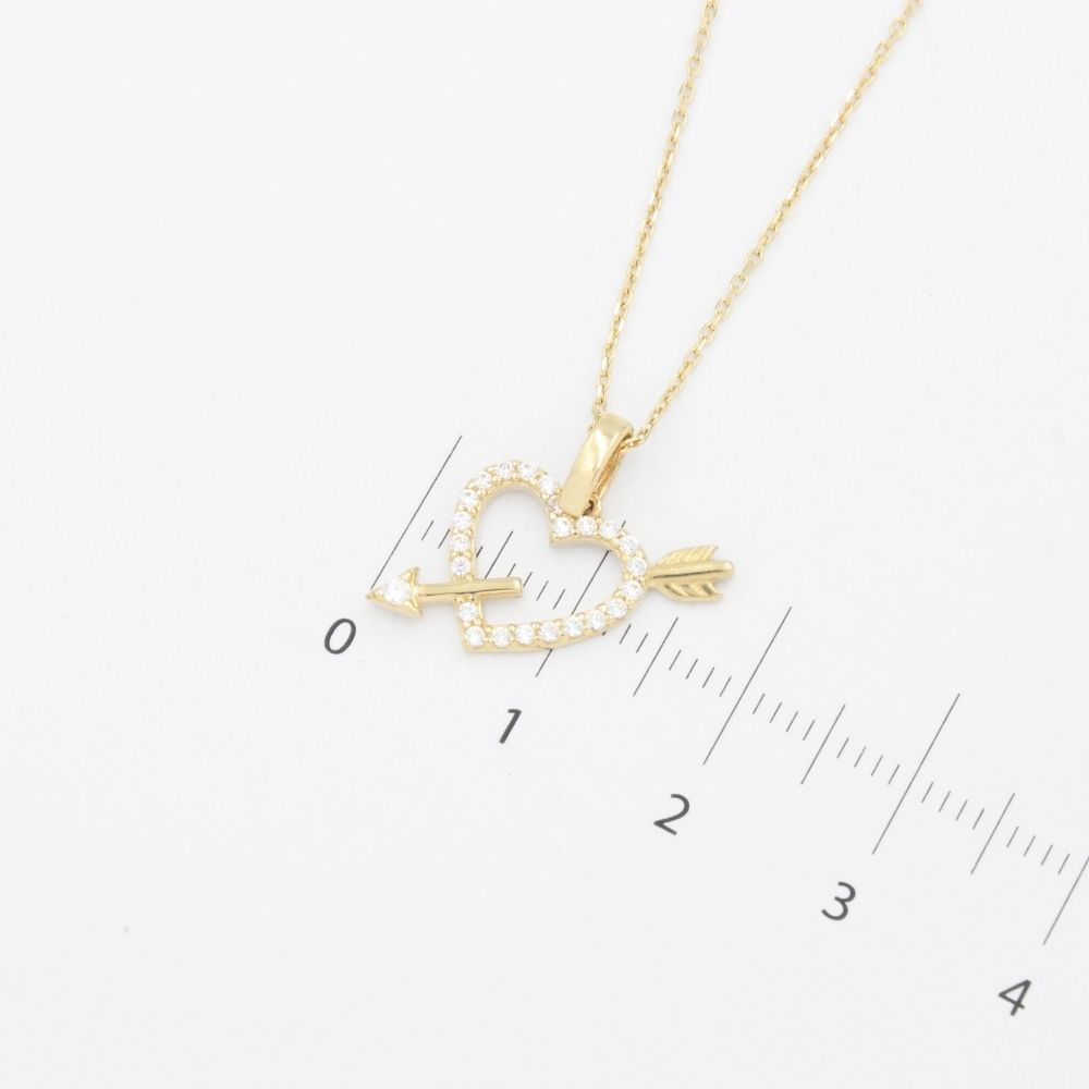 Gargantilla de Oro 14k Corazón Flechado Detallado con Zirconias mod. 9642