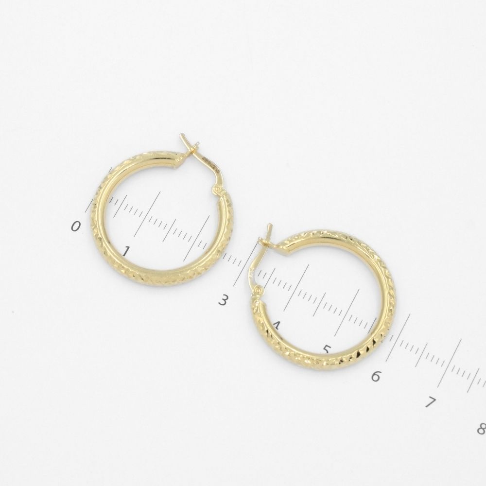 Arracada de Oro 14k Diseño Hueco Redondo con Diamantado mod. 9627