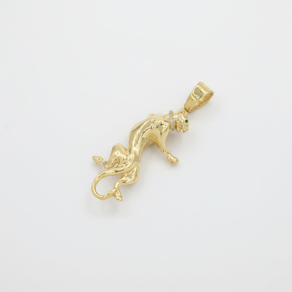 Dije de Oro 14k Diseño Hueco de Pantera con Incrustado de Zirconias mod. 10077