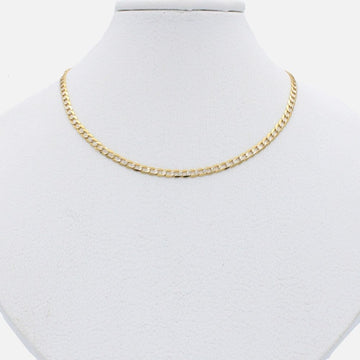 Cadena de Oro 14k Tejido Barbado de Eslabones Diamantados de Tono Blanco mod. 9813
