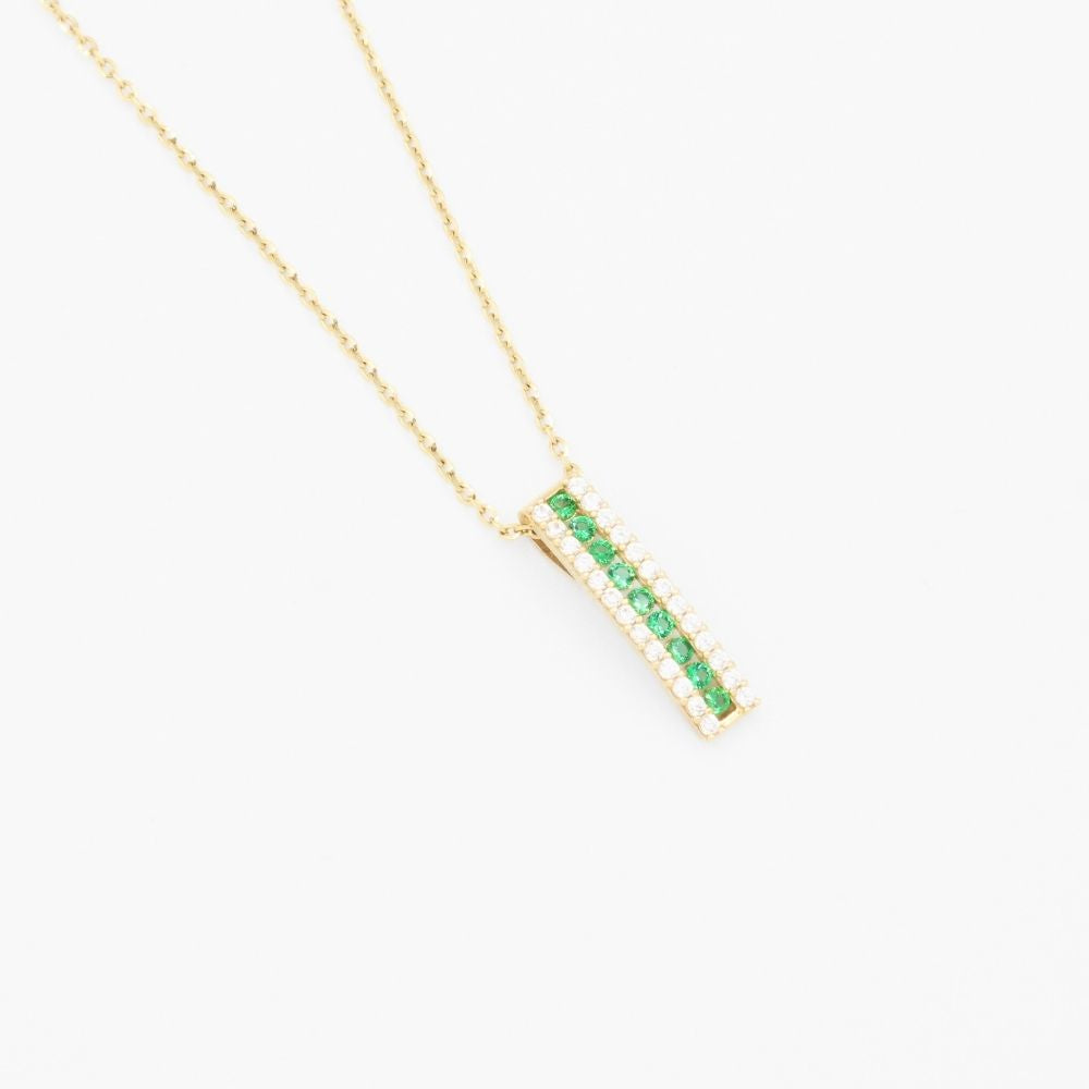 Coordinado de Oro 14k Diseño Churumbela con Zirconias Verde Esmeralda mod. 8982