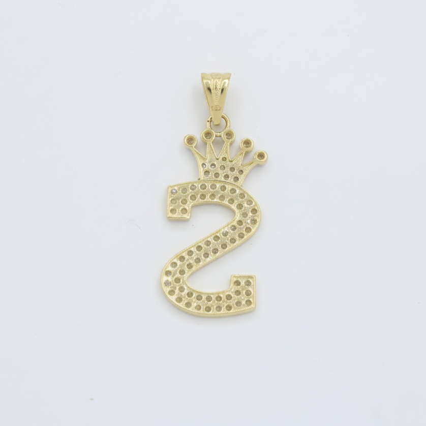 Dije de Oro 14k con Diseño de Inicial S Incrustada con Zirconias mod. 10099