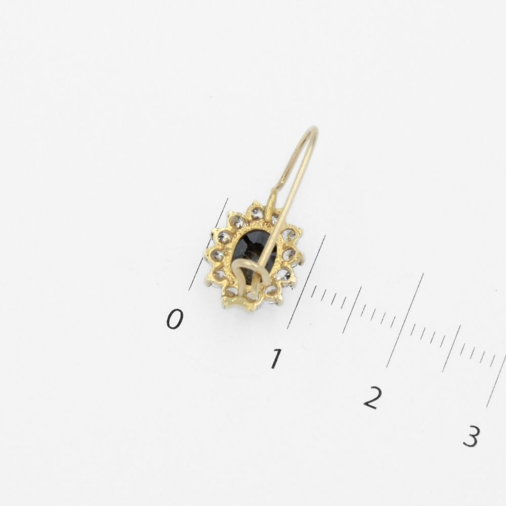 Arete con Broche Arillo de Oro 14k Flor de Zirconia Negra con Zirconias Brillantes mod. 9765