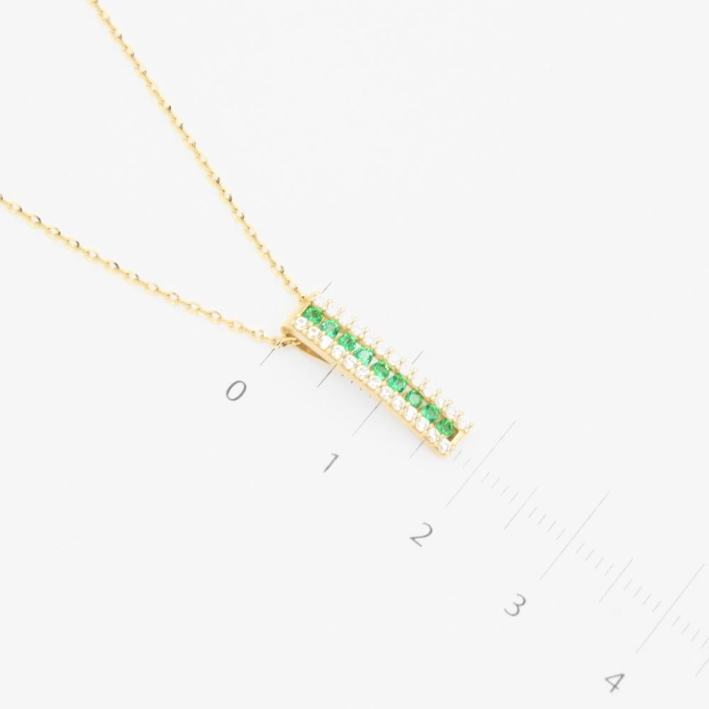 Coordinado de Oro 14k Diseño Churumbela con Zirconias Verde Esmeralda mod. 8982