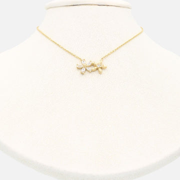 Gargantilla de Oro 14k Diseño Fino con Dije de Flores con Zirconias Brillantes mod. 9643