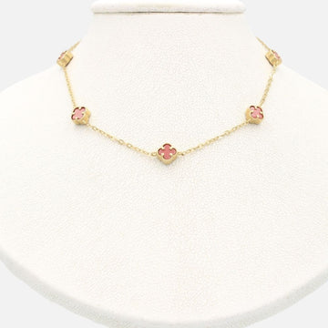 Gargantilla de Oro 14k Trébol Mini con Incrustación de Jaspe mod. 9575