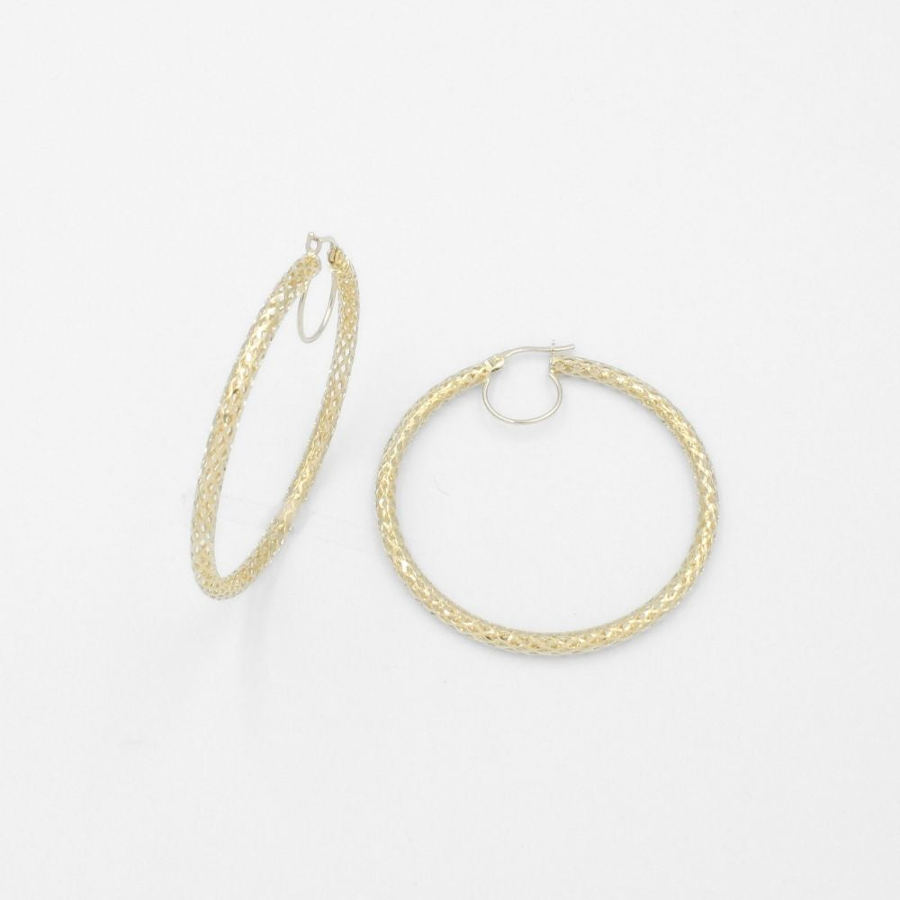 Arracada de Oro 14k Diseño Redondo y Calado de Estilo Brillante y Fino mod. 9787