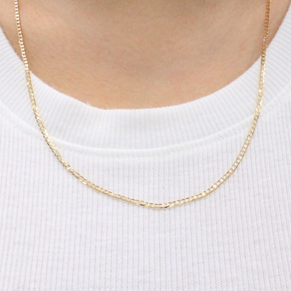 Cadena de Oro 14k Tejido Barbado de Eslabones Diamantados de Tono Blanco mod. 9813