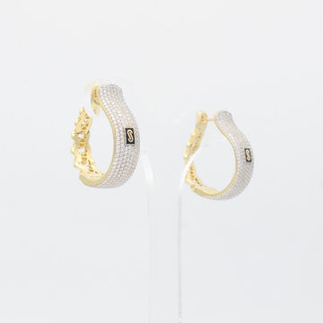 Grapa de Oro 14k Modelo Extra Monaco Chain Hoop Hueco con Incrustación de Swarovski mod. 9391