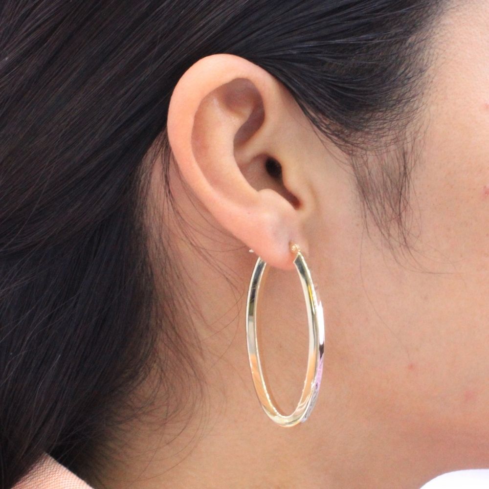 Arracada de Oro 14k de Diseño Oval Lisa mod. 9270