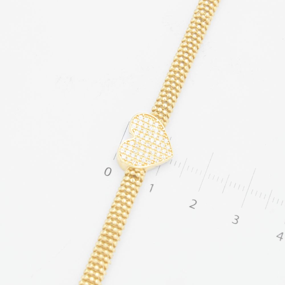 Pulsera de Oro 14k Tejido Tipo Pop Corn con Zirconias mod. 9288