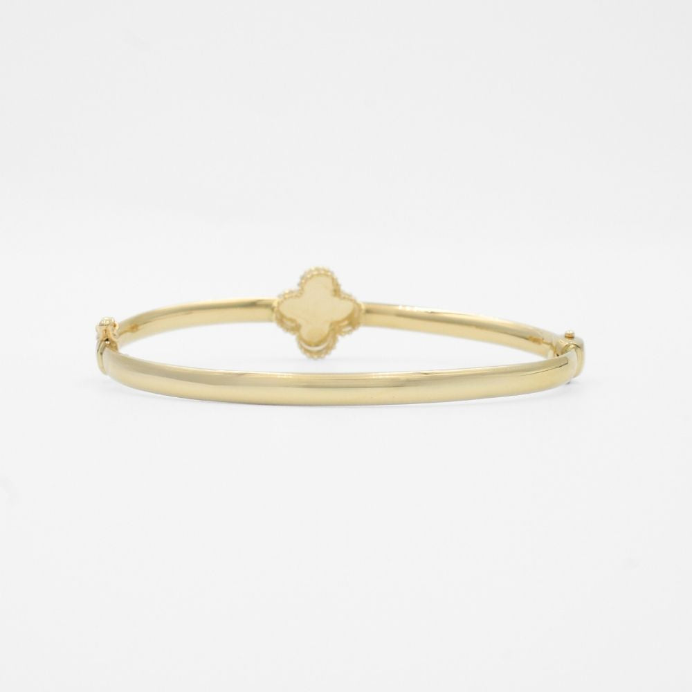 Aro de Oro 14k Modelo Electro Formado Hueco con Trébol Diamantado Central mod. 9751