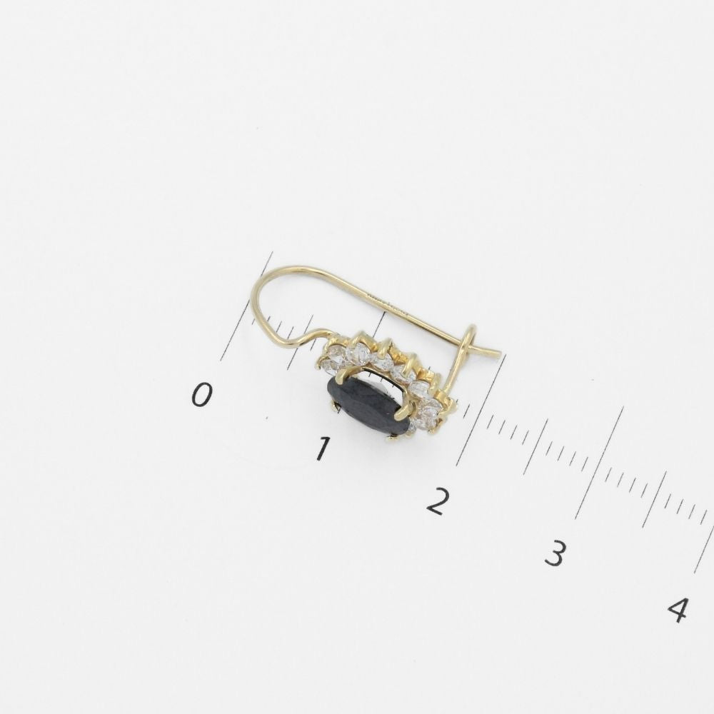 Arete con Broche Arillo de Oro 14k Flor de Zirconia Negra con Zirconias Brillantes mod. 9765