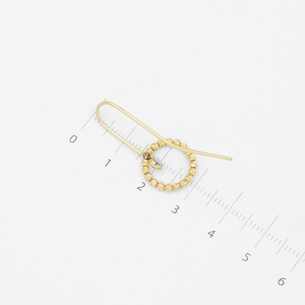 Arete Largo de Oro 14k Círculo de Esferas Diamantadas con Zirconia Fina mod. 9097