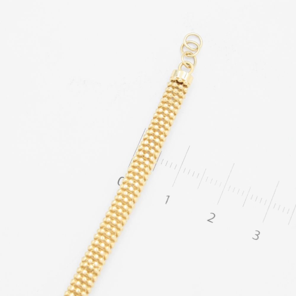 Pulsera de Oro 14k Tejido Tipo Pop Corn con Zirconias mod. 9288