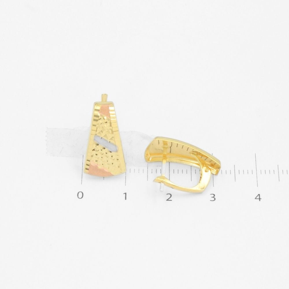 Arete con Broche Patente de Oro 14k Modelo Elegante con Tonos Mate y Diamantados mod. 9118