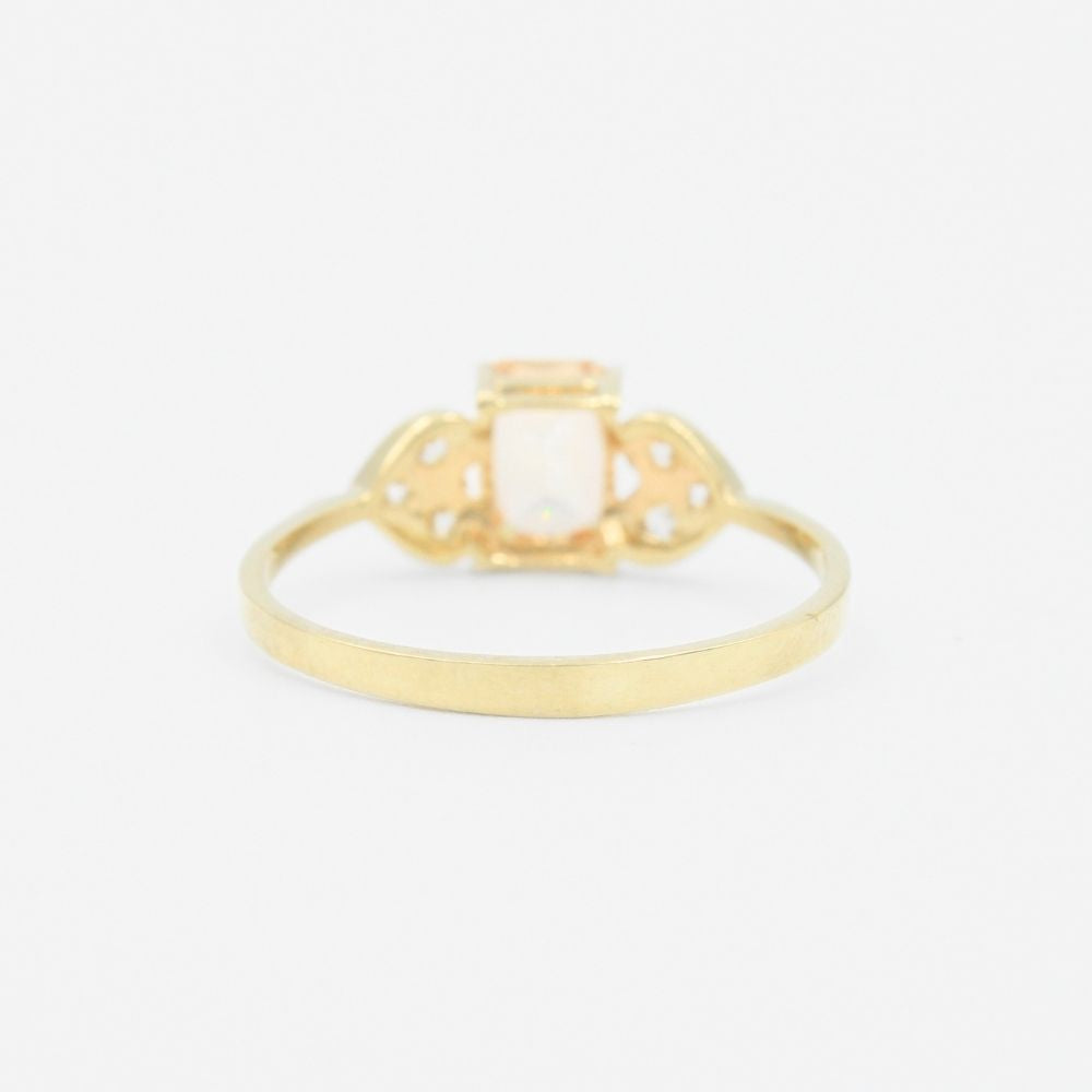Anillo de Oro 14k Incrustado de Zirconia Cuadrada de Color Naranja mod. 9206