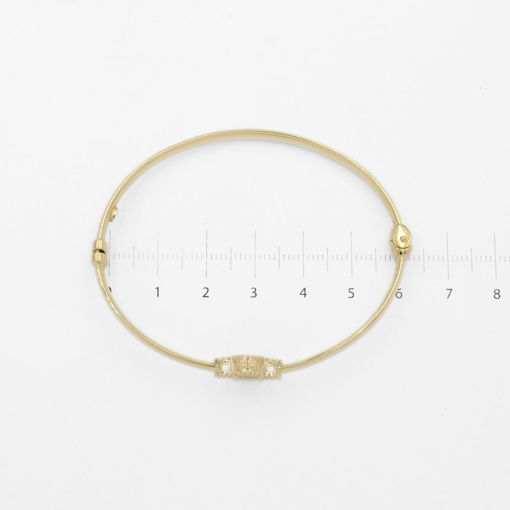 Aro de Oro 14k Modelo Electro Formado Hueco con Trébol Diamantado Central mod. 9751