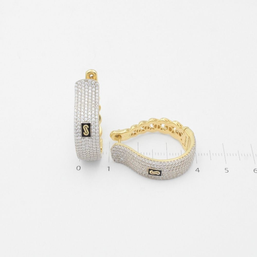 Grapa de Oro 14k Modelo Extra Monaco Chain Hoop Hueco con Incrustación de Swarovski mod. 9391