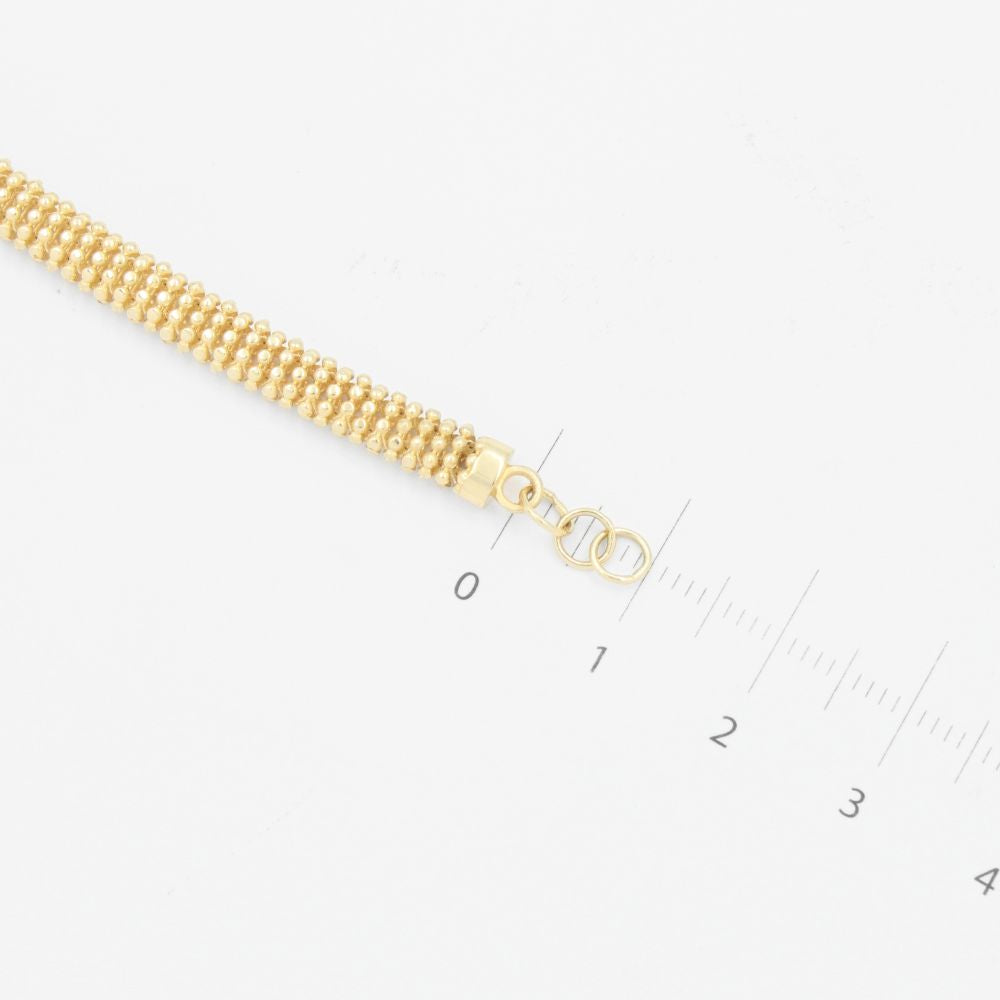 Pulsera de Oro 14k Tejido Tipo Pop Corn con Zirconias mod. 9288
