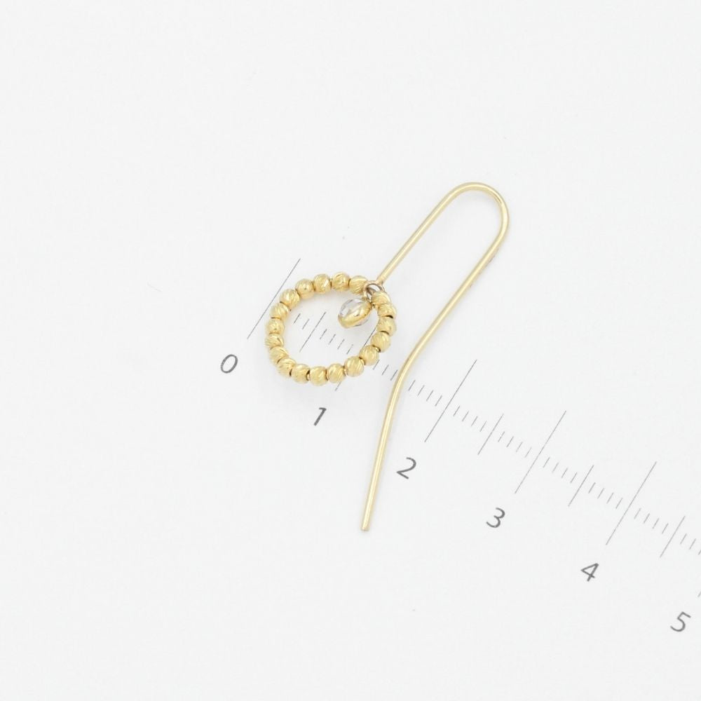 Arete Largo de Oro 14k Círculo de Esferas Diamantadas con Zirconia Fina mod. 9097