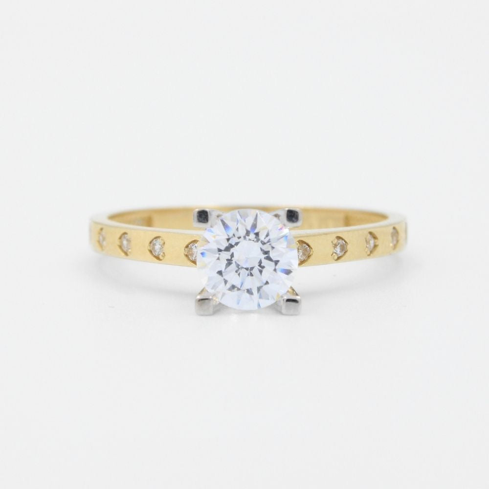 Anillo de Compromiso en Oro 14k con Incrustación Especial de Zirconias Finas mod. 8966