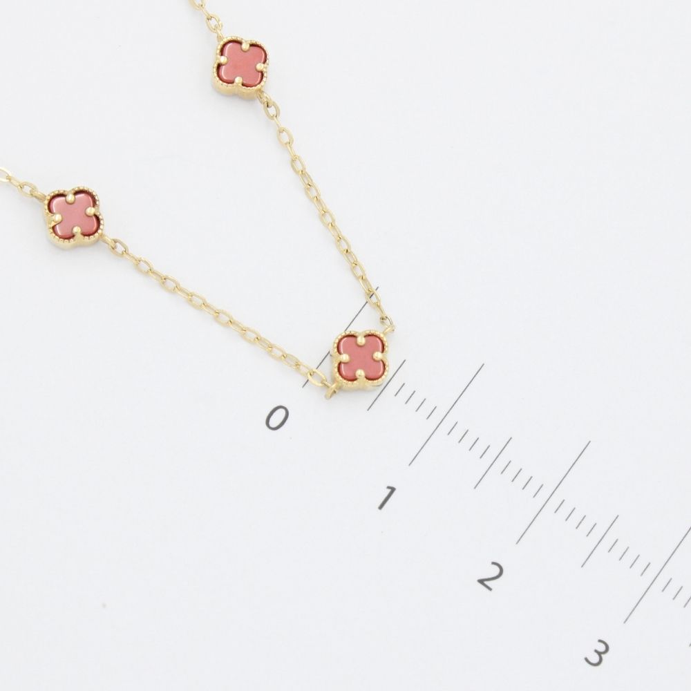 Gargantilla de Oro 14k Trébol Mini con Incrustación de Jaspe mod. 9575