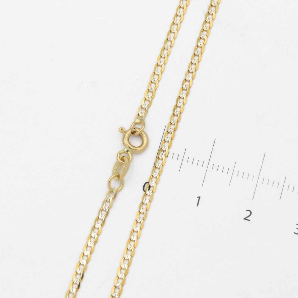 Cadena de Oro 14k Tejido Barbado de Eslabones Diamantados de Tono Blanco mod. 9813