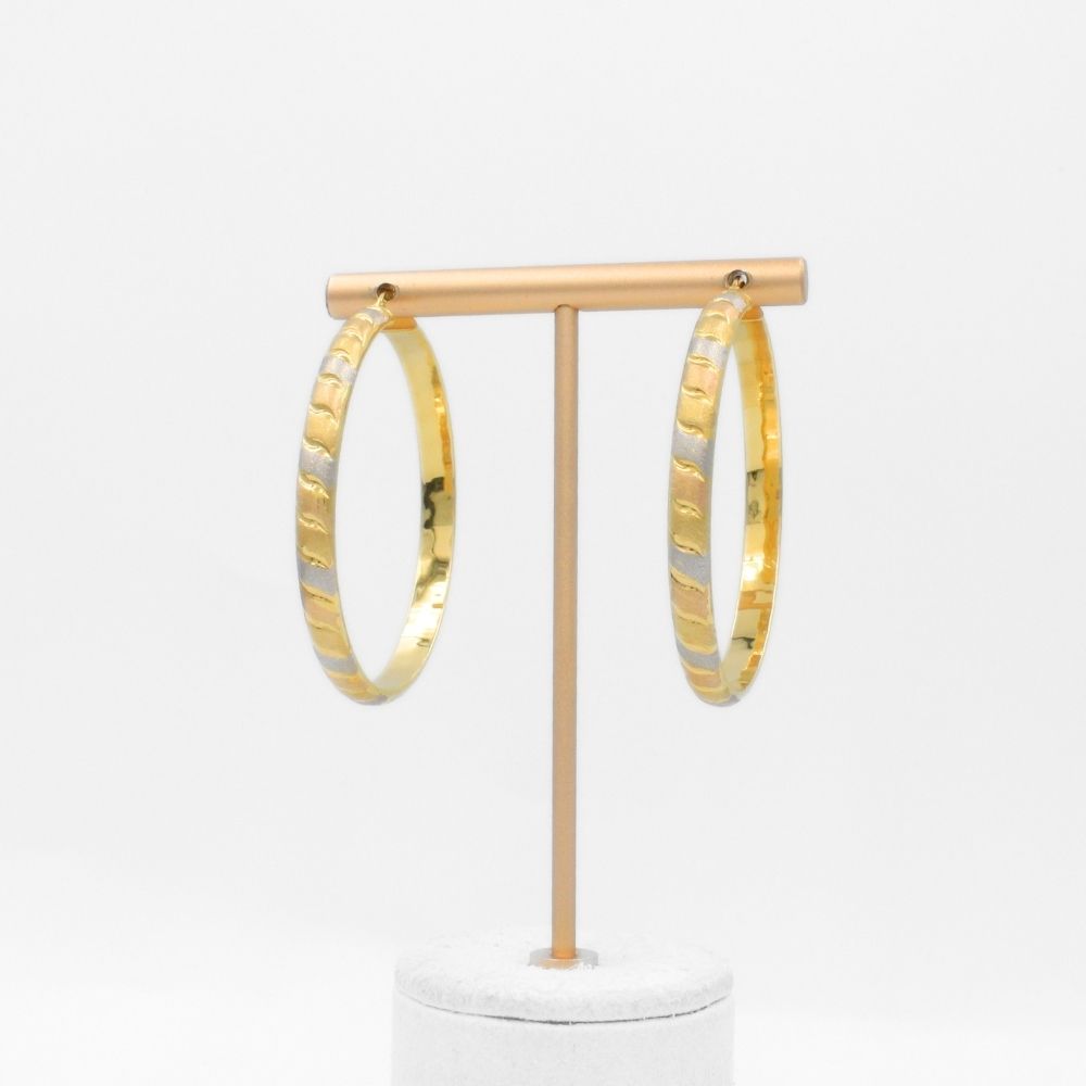 Arracada de Oro 14k Diseño Hueco y Fino de Tonos Mate Elegante mod. 9788