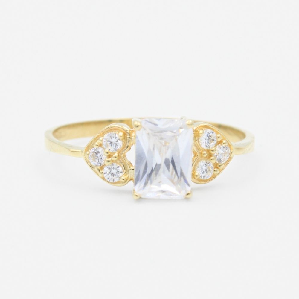 Anillo de Oro 14k Incrustado de Zirconia Cuadrada mod. 9207
