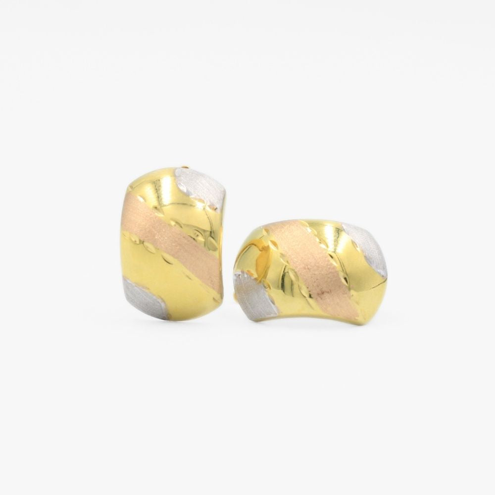 Arete con Broche Patente de Oro 14k Modelo Fino y Elegante con Tonos Mate mod. 9119