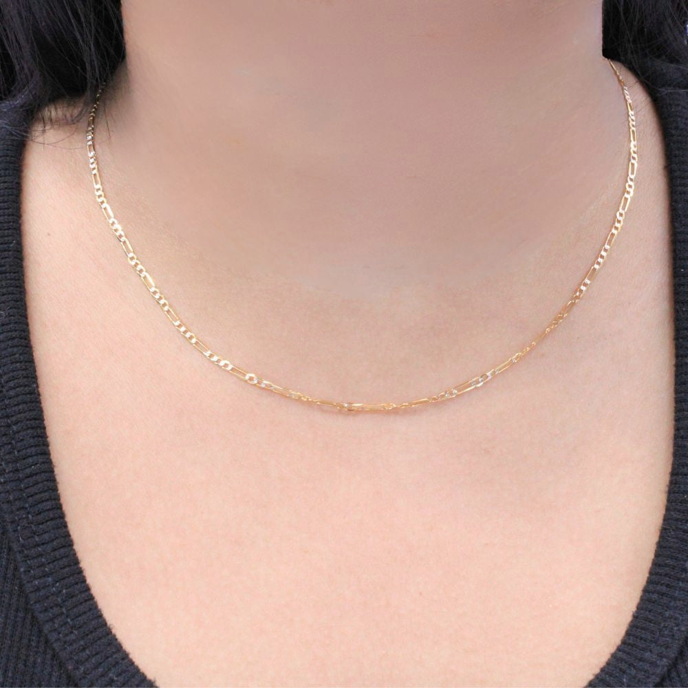 Cadena de Oro 14k Tejido 3x1 con Diamantado de Oro Combinado y Sólido mod. 8926
