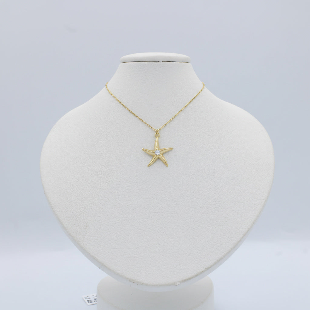 Gargantilla de Oro 14k Estrella de Mar con Incrustado de Zirconias mod. 10066