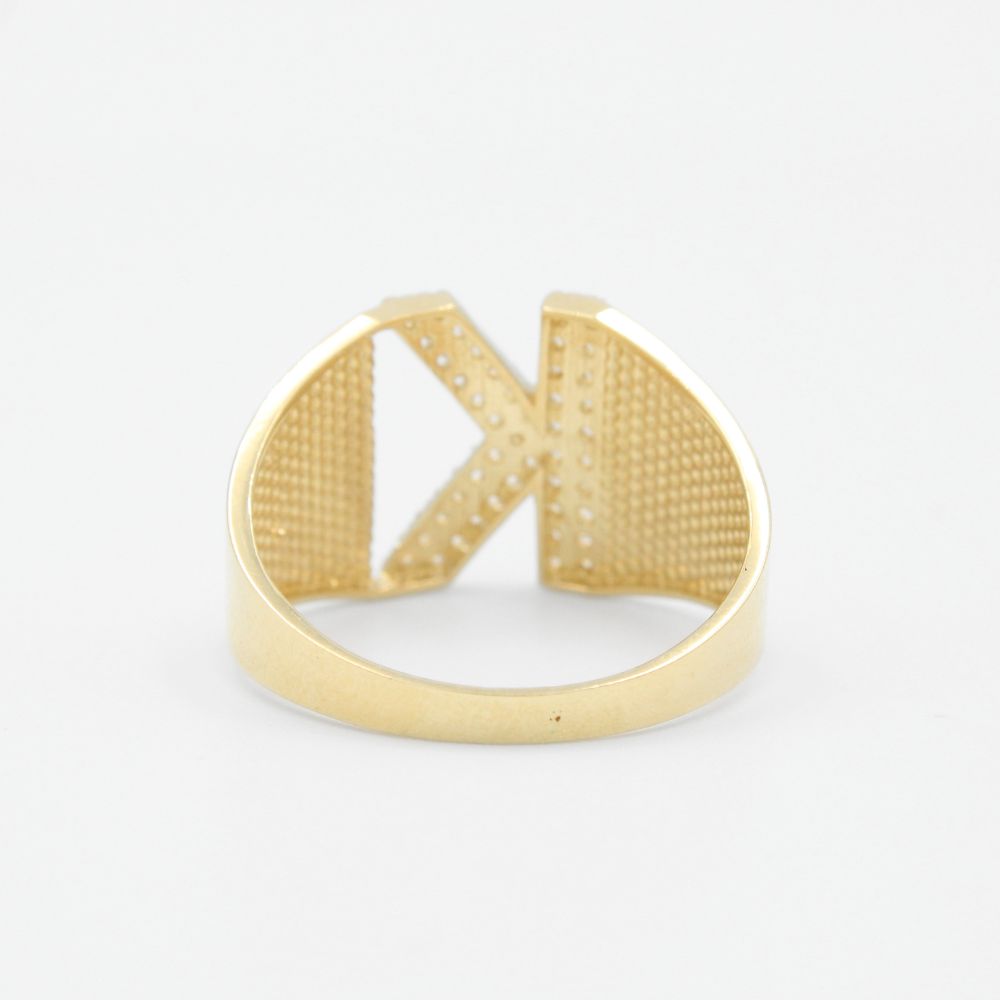 Anillo de Oro 14k con Letra K Incrustada con Zirconias mod. 8360