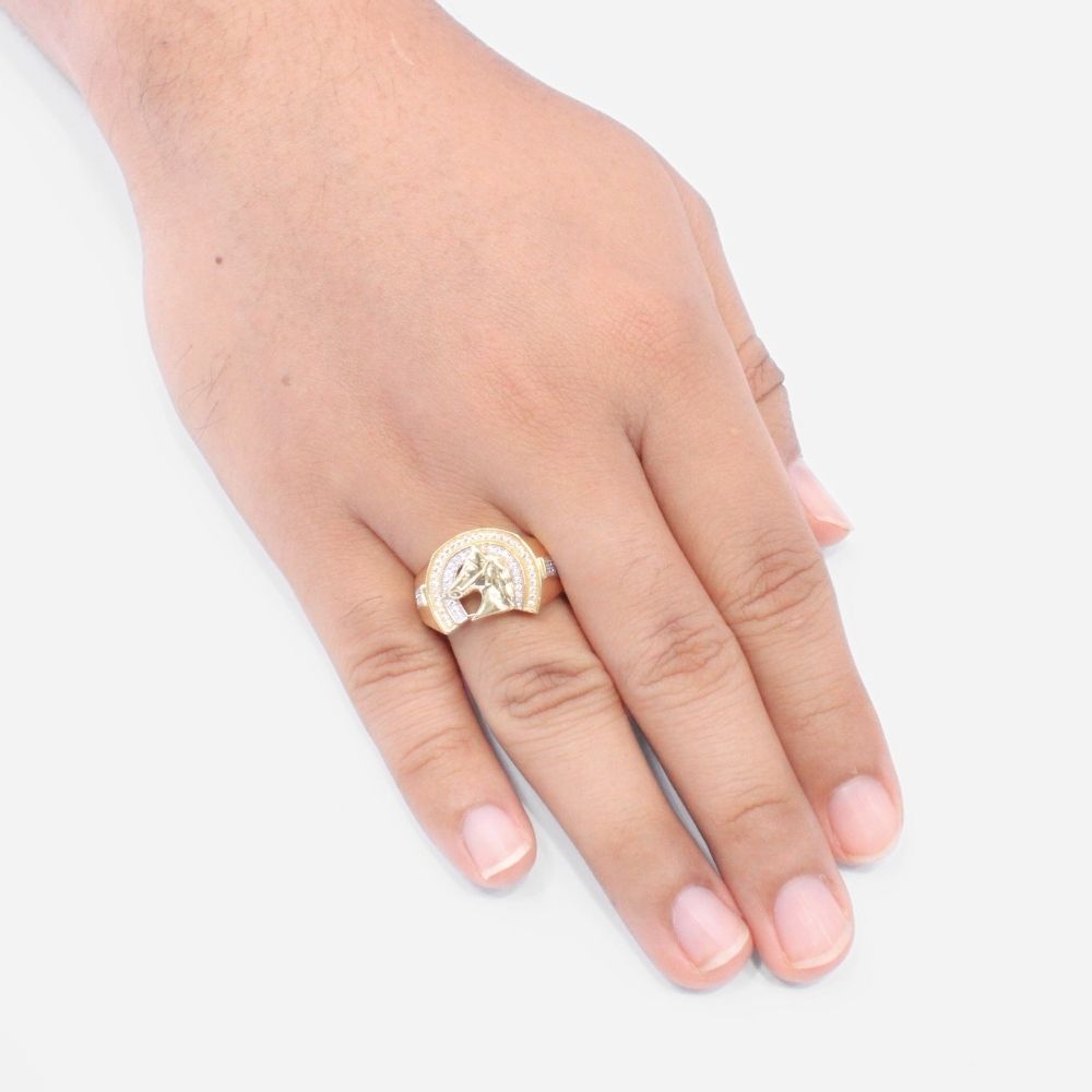 Anillo de Herradura y Caballo con Piedras Zirconia mod. 6017