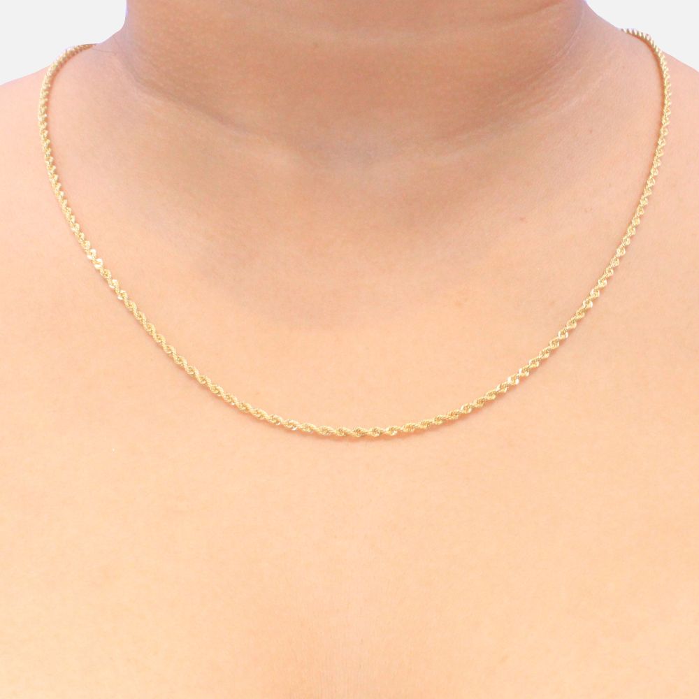 Cadena de Oro 14k Tejido Torzal Hueco de Diseño Fino y Brillante mod. 1153