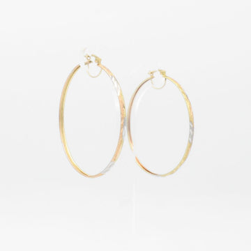Arracada de Oro 14k Florentino con Diseño Mate y Diamantado de Ramillete mod. 9137