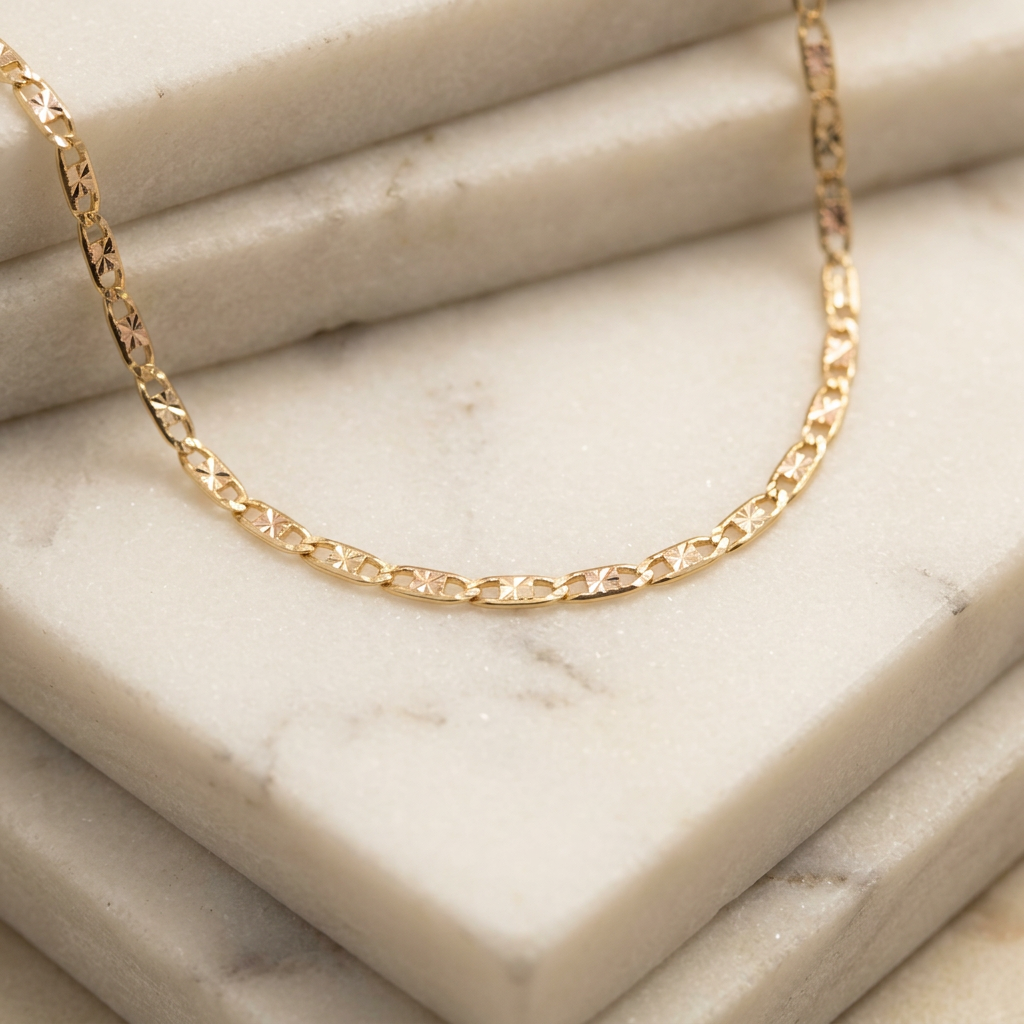 Cadena de Oro 14k Tejido Navaja Fino mod. 11220