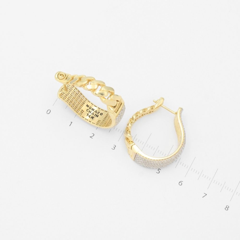 Grapa de Oro 14k Modelo Extra Monaco Chain Hoop Hueco con Incrustación de Swarovski mod. 9391