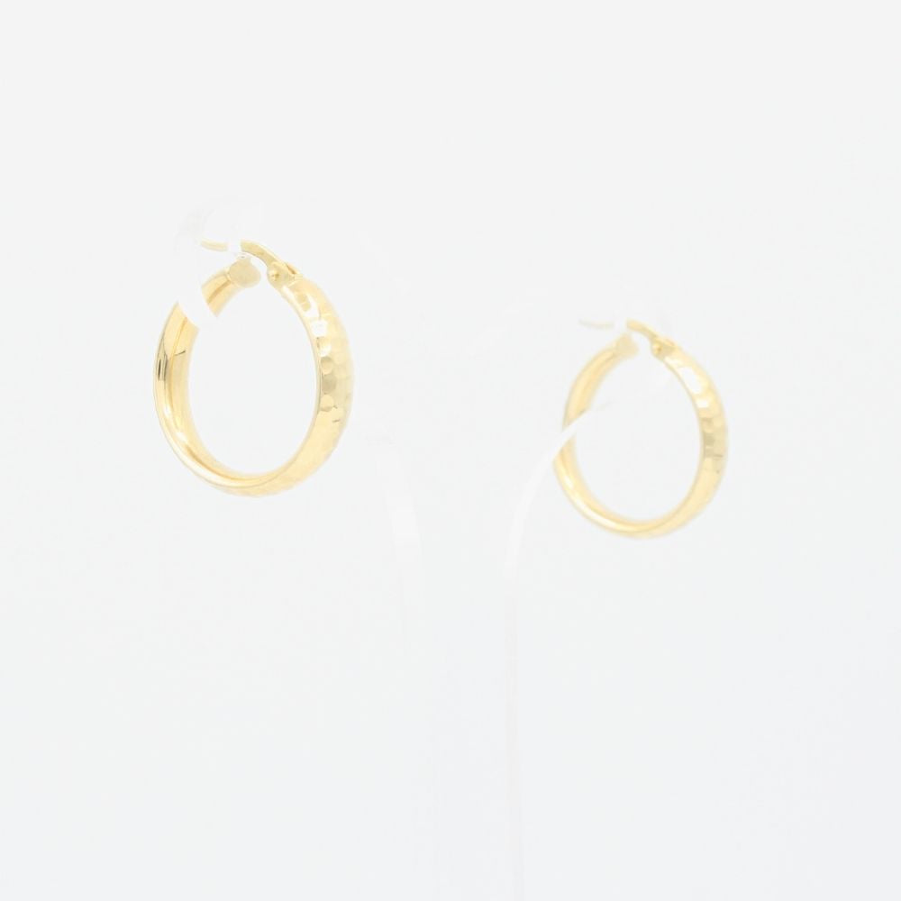 Arracada de Oro 14k Hueca de Diseño Inflado y Diamantado mod. 9269