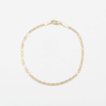 Pulsera Eslabón de Oro 14k Tejido Espejo de Diseño Brillante y Sólido mod. 8819