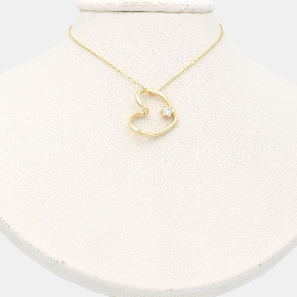 Gargantilla de Oro 14k con Dije Especial en Forma de Corazón Hueco con Pequeña Zirconia Brillante mod. 9348