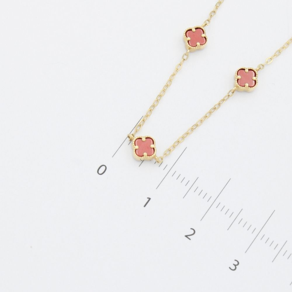 Gargantilla de Oro 14k Trébol Mini con Incrustación de Jaspe mod. 9575