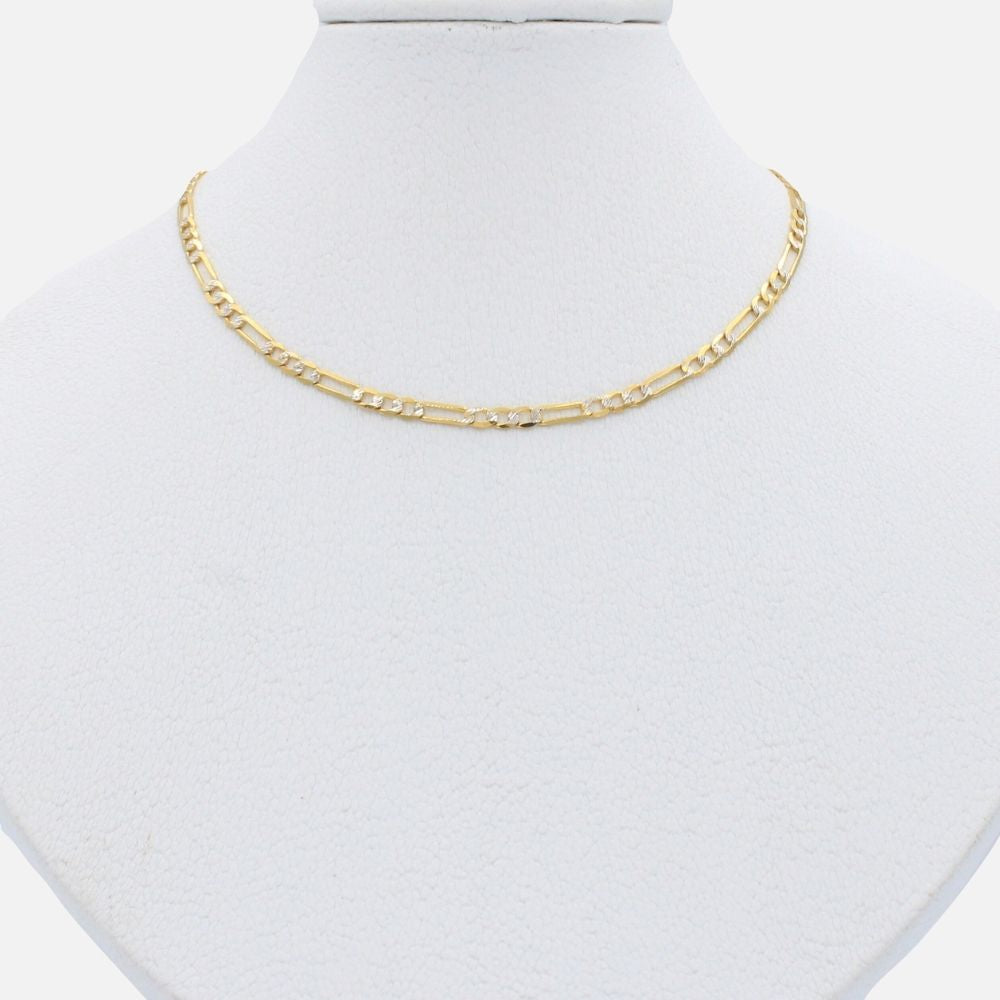 Cadena de Oro 14k Tejido 3x1 de Eslabones Pequeños con Diamantado Blanco mod. 9814