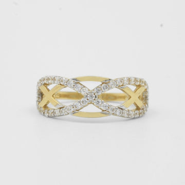 Anillo de Oro 14k de Diseño Elegante con Tiras de Zirconias Finas mod. 8114