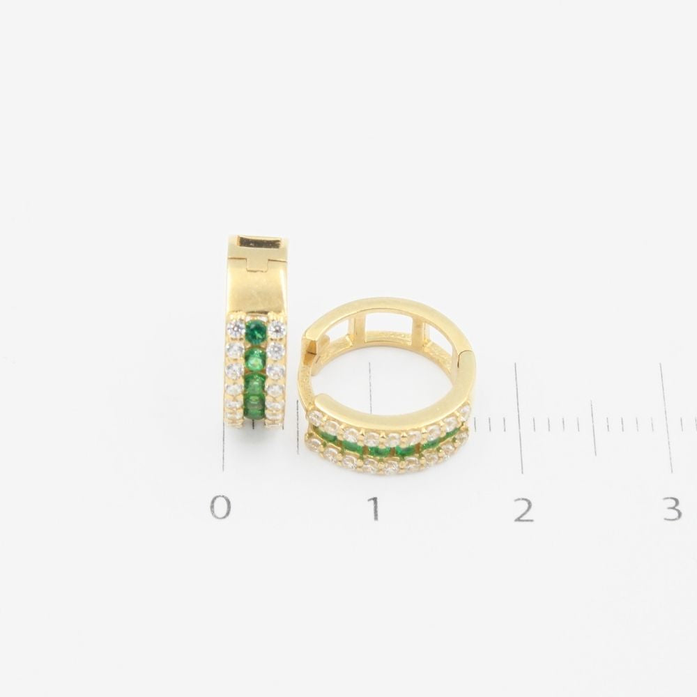 Coordinado de Oro 14k Diseño Churumbela con Zirconias Verde Esmeralda mod. 8982