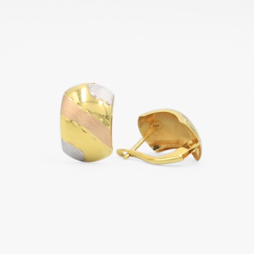 Arete con Broche Patente de Oro 14k Modelo Fino y Elegante con Tonos Mate mod. 9119